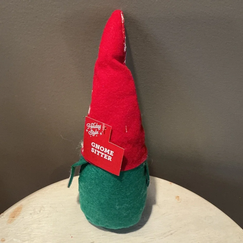 Holiday Style Gnome Sitter Plush‎ Red Green Snowflake Hat Christmas Decor Kids